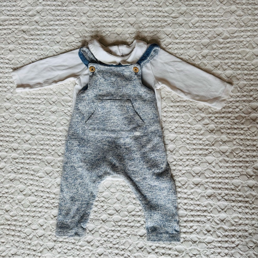 Zara Mini Blue Knit Overalls